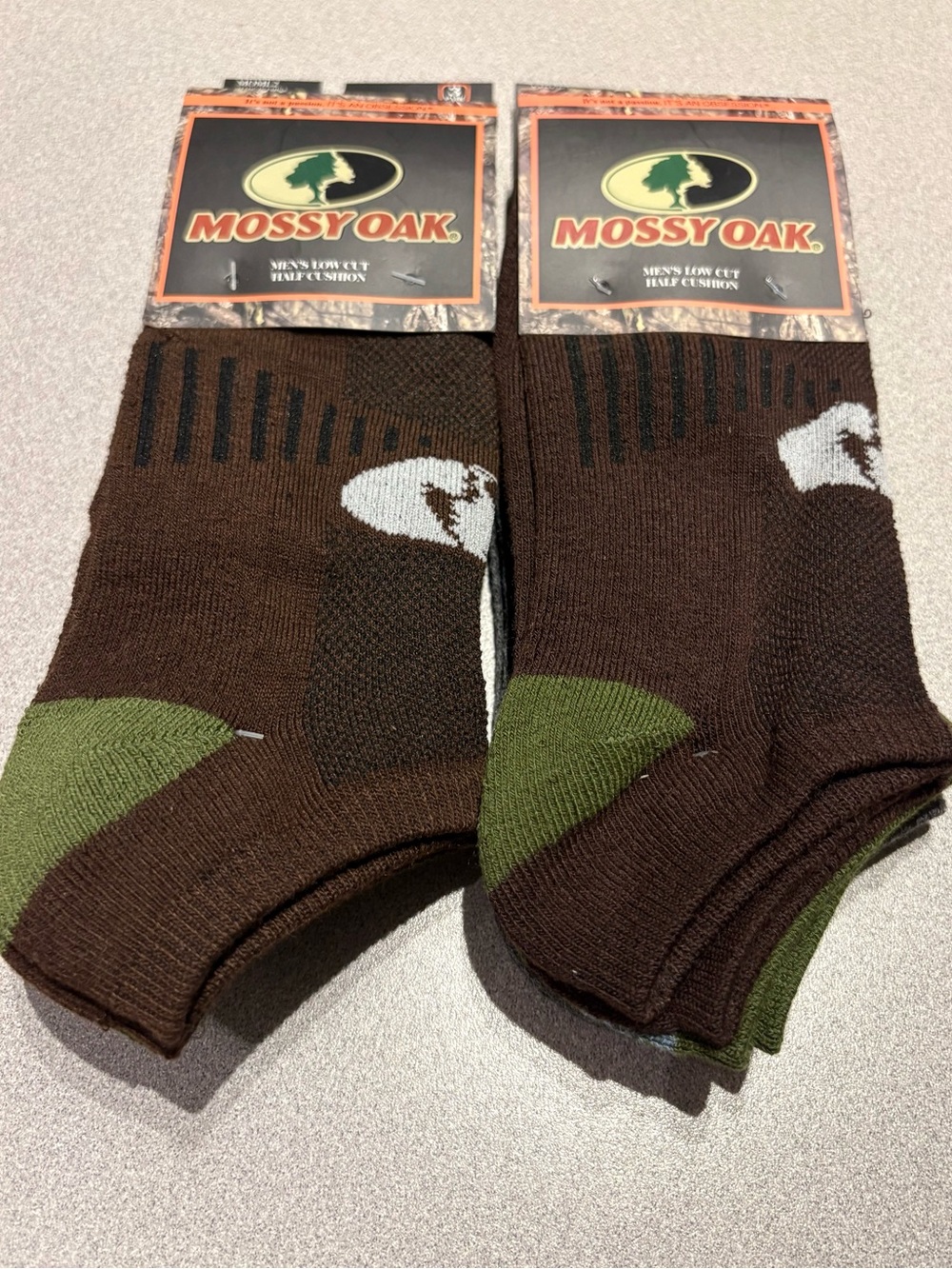 Mossy Oak Men's Low Cut Half Cushion Socks 2 Sets of 3 Socks — 6 PAIRS TOTAL